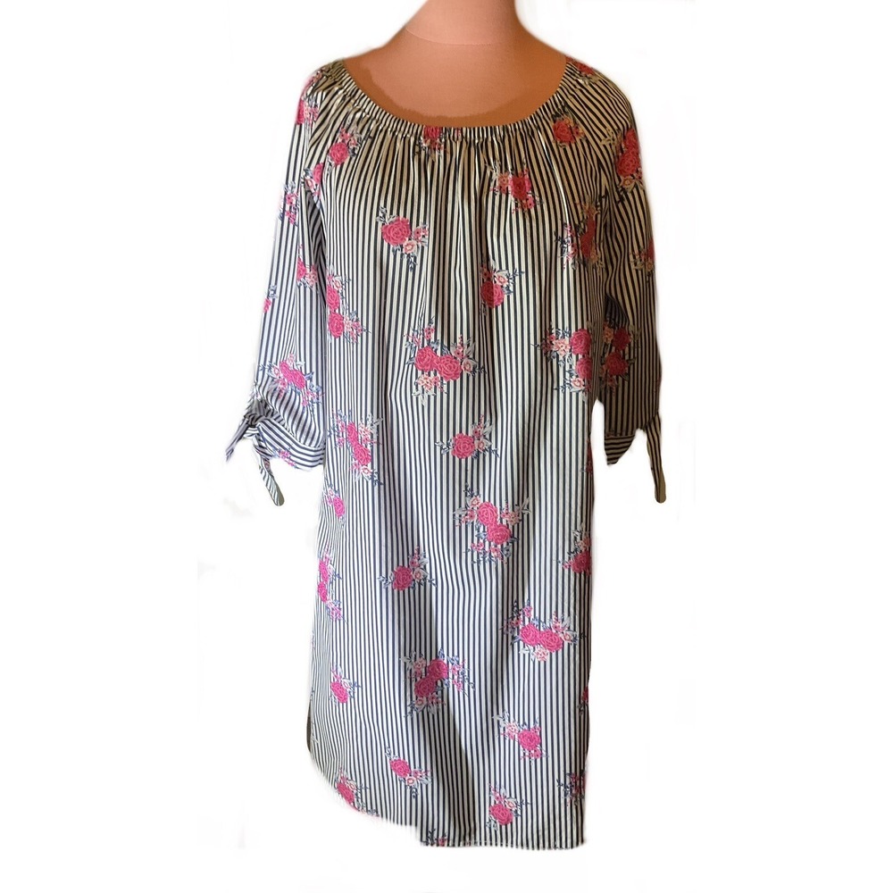 Como‎ Vintage Stripes And Floral Design Dress Size Small